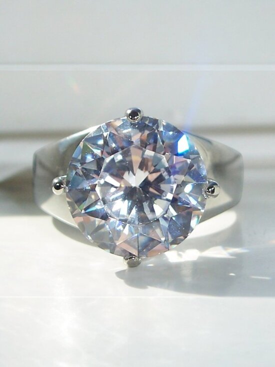 Jewelry - Round Cut Solitaire Cubic Zirconia Band Ring Stainless Steel
